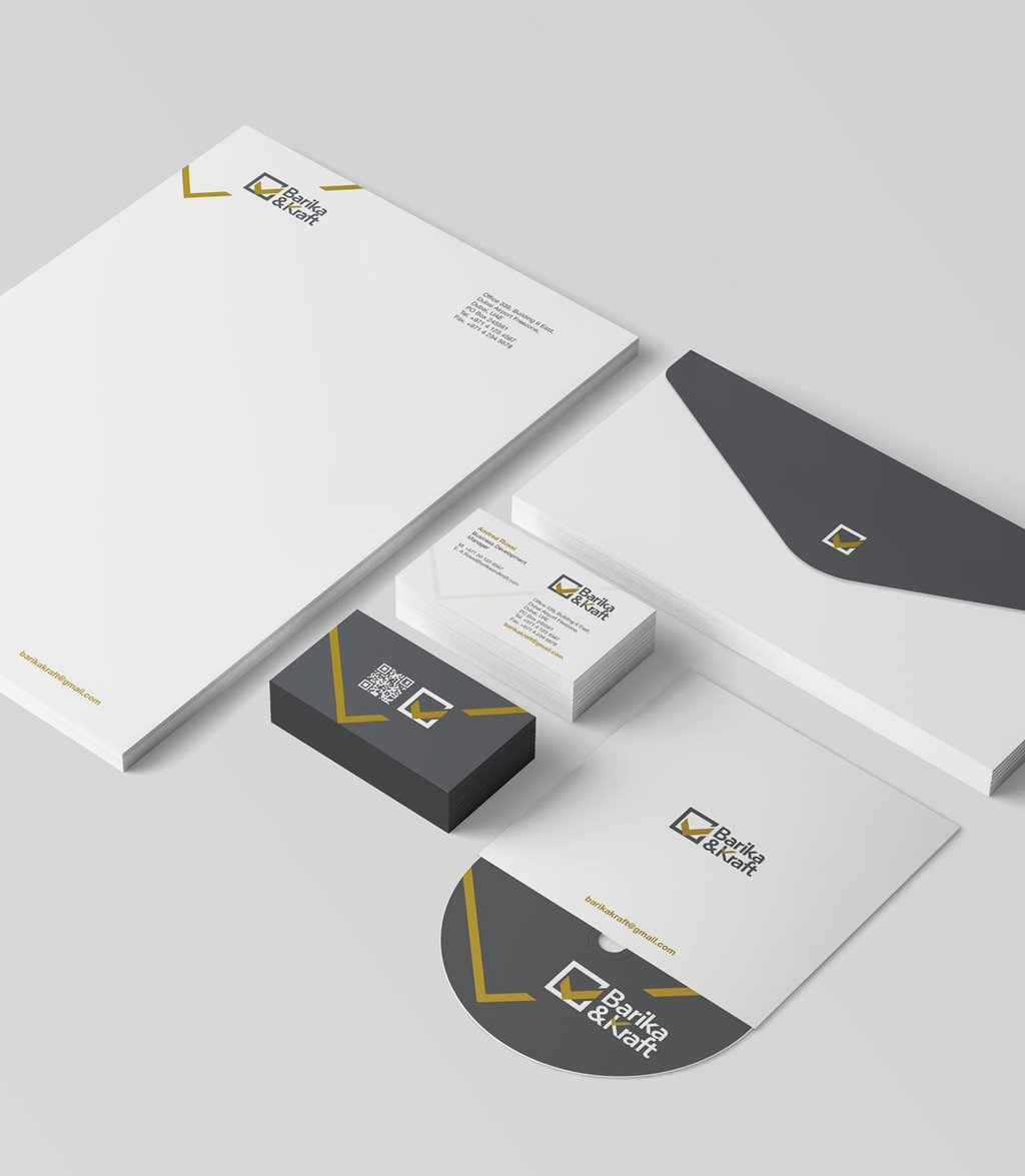 Barika and Kraft, stationery suite